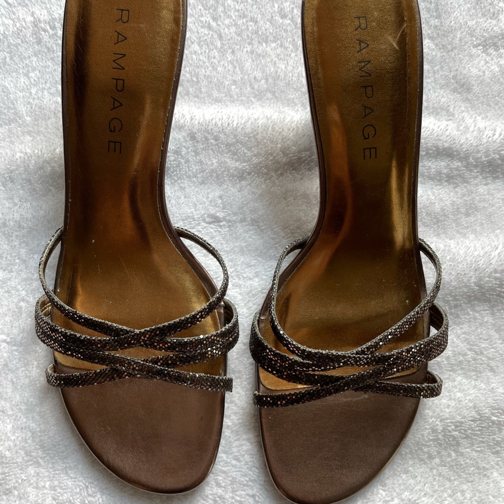 Rampage Bronze Glitter Slip On Sandal size 9